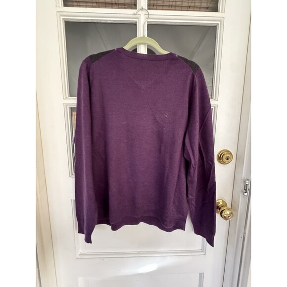 Retro Apartment 9 Argyle Men's V-neck Sweater Purple Dad Old School Sz M - Picture 2 of 6